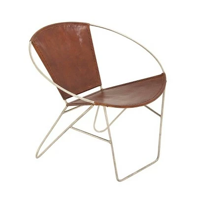 Promo π₯ Olivia & May Metal and Leather Chair Gold - Olivia & May π 6 Promo π₯ Olivia & May Metal and Leather Chair Gold - Olivia & May π - Image 4