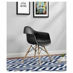 Buy 🎁 Room & Joy Mid-Century Modern Molded Armchair with Wood Leg - Dorel Home Products Black 🧨 -Living Room Chairs Sales unnamed file 3861