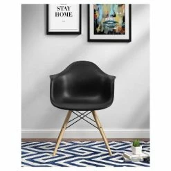 Buy 🎁 Room & Joy Mid-Century Modern Molded Armchair with Wood Leg - Dorel Home Products Black 🧨 -Living Room Chairs Sales unnamed file 3862