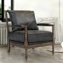 Discount 👍 Eves Accent Chair Fabric and Wood Warm Gray - HOMES: Inside + Out 👏