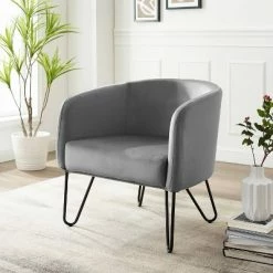 Cheapest ๐งจ Parkway Velvet Accent Chair - Crosley Gray โ๏ธ