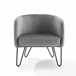 Cheapest 🧨 Parkway Velvet Accent Chair - Crosley Gray ✔️ -Living Room Chairs Sales unnamed file 3949