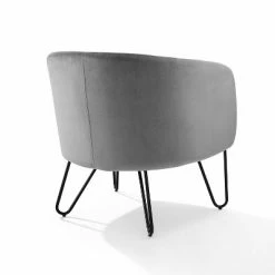 Cheapest 🧨 Parkway Velvet Accent Chair - Crosley Gray ✔️ -Living Room Chairs Sales unnamed file 3950