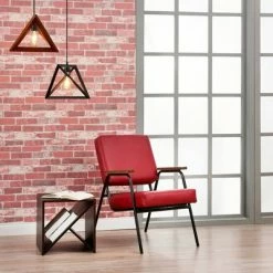 Hot Sale 🌟 Denver Armchair with Metal Leg and Wood Armrest Red/Black Finish - Teamson Home 🔔 -Living Room Chairs Sales unnamed file 3958