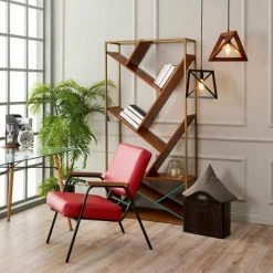 Hot Sale 🌟 Denver Armchair with Metal Leg and Wood Armrest Red/Black Finish - Teamson Home 🔔 -Living Room Chairs Sales unnamed file 3959