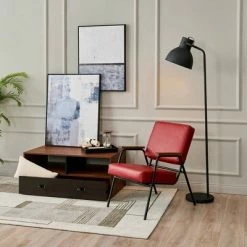 Hot Sale 🌟 Denver Armchair with Metal Leg and Wood Armrest Red/Black Finish - Teamson Home 🔔 -Living Room Chairs Sales unnamed file 3960