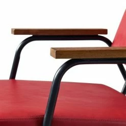 Hot Sale 🌟 Denver Armchair with Metal Leg and Wood Armrest Red/Black Finish - Teamson Home 🔔 -Living Room Chairs Sales unnamed file 3962