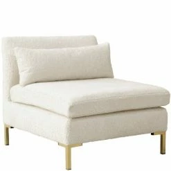 Outlet 😀 Armless chair in Sheepskin Natural Cream - Skyline Furniture 🛒