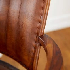 Discount 😍 Olivia & May Vintage Cow Hide Leather and Iron Accent Chair Brown - Olivia & May ⌛