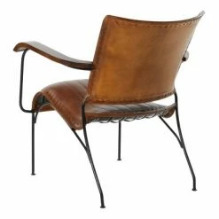 Discount 😍 Olivia & May Vintage Cow Hide Leather and Iron Accent Chair Brown - Olivia & May ⌛ -Living Room Chairs Sales unnamed file 4254