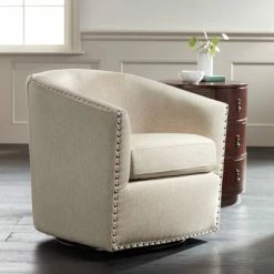 Wholesale 🤩 Studio 55D Fullerton II Oatmeal Swivel Accent Chair 🛒