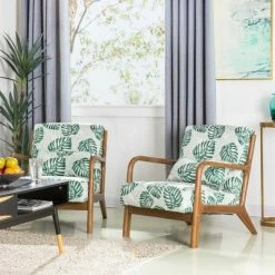Budget 🥰 Accent Armchair with Walnut Ruberwood Frame Green/Fabric Pattern - Glitzhome 🤩 10 Budget 🥰 Accent Armchair with Walnut Ruberwood Frame Green/Fabric Pattern - Glitzhome 🤩 -Living Room Chairs Sales unnamed file 4306