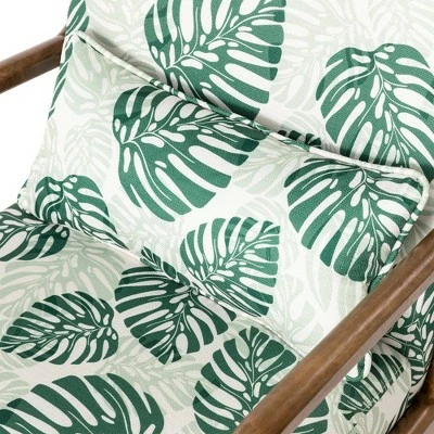 Budget 🥰 Accent Armchair with Walnut Ruberwood Frame Green/Fabric Pattern - Glitzhome 🤩 7 Budget 🥰 Accent Armchair with Walnut Ruberwood Frame Green/Fabric Pattern - Glitzhome 🤩 - Image 5