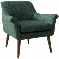 Hot Sale ⌛ Modern Armchair in Linen Leopard Emerald Green - Skyline Furniture 🧨
