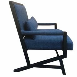 Top 10 😉 Fabric Padded Wooden Frame Accent Chair with Armrest Blue/Black - The Urban Port 🧨 -Living Room Chairs Sales unnamed file 4427