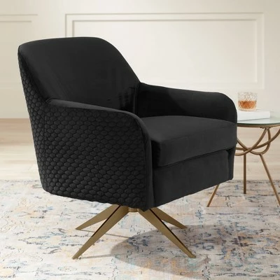 Discount β€οΈ Studio 55D Ames Quilted Onyx Velvet Swivel Chair π 3 Discount β€οΈ Studio 55D Ames Quilted Onyx Velvet Swivel Chair π