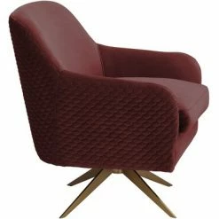 Coupon 😀 Studio 55D Ames Quilted Wine Velvet Swivel Chair ✔️ -Living Room Chairs Sales unnamed file 4531
