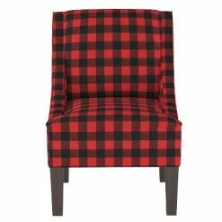 Discount ✨ Swoop Armchair Classic Gingham Red Black - Skyline Furniture 👏