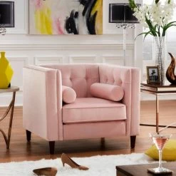 Top 10 ✔️ Karissa Velvet Armchair with Pillows Pink - Inspire Q 🥰