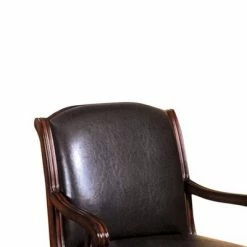 Best reviews of ⭐ Leatherette Wooden Accent Chair with Hand Carved Legs Brown - Benzara 👏