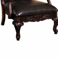 Best reviews of ⭐ Leatherette Wooden Accent Chair with Hand Carved Legs Brown - Benzara 👏 -Living Room Chairs Sales unnamed file 4596