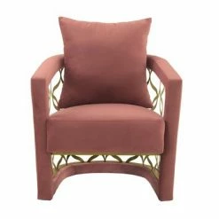 Coupon 🎉 Corelli Fabric Upholstered Accent Chair Blush/Gold - Armen Living 🎁