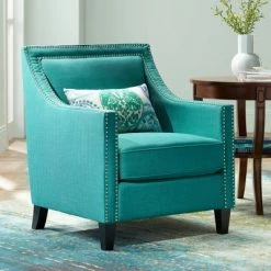 Wholesale 🔔 Studio 55D Flynn Teal Upholstered Armchair 🎁