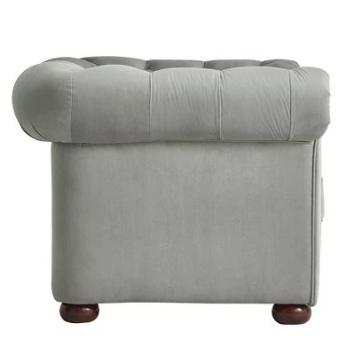 Discount π Beekman Place Button Tufted Chesterfield Velvet Armchair Smoke Gray - Inspire Q β 5 Discount π Beekman Place Button Tufted Chesterfield Velvet Armchair Smoke Gray - Inspire Q β - Image 3