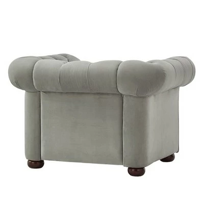 Discount π Beekman Place Button Tufted Chesterfield Velvet Armchair Smoke Gray - Inspire Q β 6 Discount π Beekman Place Button Tufted Chesterfield Velvet Armchair Smoke Gray - Inspire Q β - Image 4
