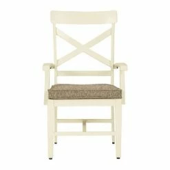 Best Pirce 😍 Set of 2 Padded Aluminum Frame Armchairs with X Backrest White/Brown - Benzara ⌛