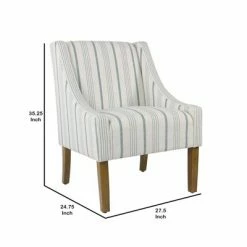 Deals 🤩 Striped Fabric Upholstered Accent Chair with Wooden Legs White - Benzara 👏 -Living Room Chairs Sales unnamed file 4716