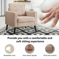 Brand new ✨ Costway Set of 2 Accent Armchairs Upholstered Single Sofa Chairs w/ 2-Side Pockets Navy ✨ -Living Room Chairs Sales unnamed file 475