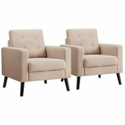 Brand new ✨ Costway Set of 2 Accent Armchairs Upholstered Single Sofa Chairs w/ 2-Side Pockets Navy ✨ -Living Room Chairs Sales unnamed file 479