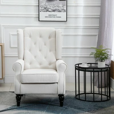 Cheap π HomCom Fabric Tufted Wingback Accent Club Chair with Wooden Legs β¨ 3 Cheap π HomCom Fabric Tufted Wingback Accent Club Chair with Wooden Legs β¨