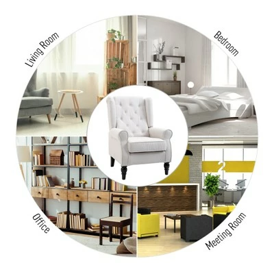 Cheap π HomCom Fabric Tufted Wingback Accent Club Chair with Wooden Legs β¨ 4 Cheap π HomCom Fabric Tufted Wingback Accent Club Chair with Wooden Legs β¨ - Image 2