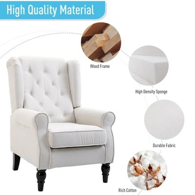 Cheap π HomCom Fabric Tufted Wingback Accent Club Chair with Wooden Legs β¨ 5 Cheap π HomCom Fabric Tufted Wingback Accent Club Chair with Wooden Legs β¨ - Image 3
