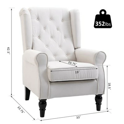 Cheap π HomCom Fabric Tufted Wingback Accent Club Chair with Wooden Legs β¨ 6 Cheap π HomCom Fabric Tufted Wingback Accent Club Chair with Wooden Legs β¨ - Image 4