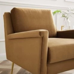 Discount 😀 Chesapeake Performance Velvet Armchair - Modway Gold/cognac 😍 -Living Room Chairs Sales unnamed file 4922