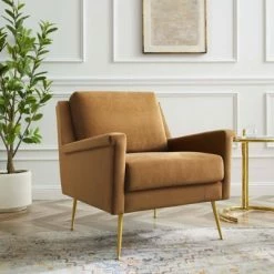 Discount 😀 Chesapeake Performance Velvet Armchair - Modway Gold/cognac 😍 -Living Room Chairs Sales unnamed file 4923