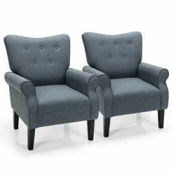 Promo ❤️ Costway Set of 2 Modern Fabric Accent Chairs w/ Rubber Wood Legs & Tufted 🥰 -Living Room Chairs Sales unnamed file 4967