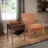 Discount ✔️ Wood Frame Mid-Century Modern Accent Chair - HomeFare Cognac Brown 🛒 -Living Room Chairs Sales unnamed file 4976