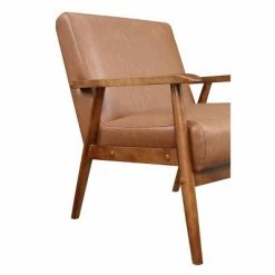 Discount ✔️ Wood Frame Mid-Century Modern Accent Chair - HomeFare Cognac Brown 🛒 -Living Room Chairs Sales unnamed file 4978
