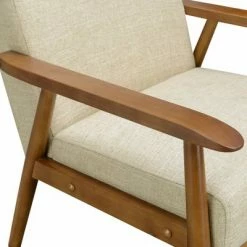 Discount ✔️ Wood Frame Mid-Century Modern Accent Chair - HomeFare Cognac Brown 🛒 -Living Room Chairs Sales unnamed file 4980