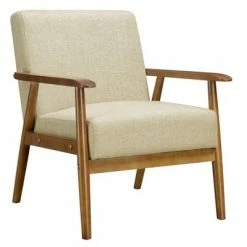 Discount ✔️ Wood Frame Mid-Century Modern Accent Chair - HomeFare Cognac Brown 🛒 -Living Room Chairs Sales unnamed file 4983