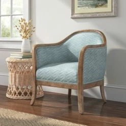 Best deal ⌛ Quilted Wood Frame Accent Chair Blue - HomeFare 😍
