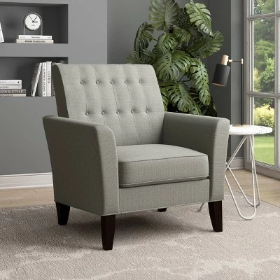 Best Sale ✔️ Graff Button Tufted Armchair Linen - Handy Living Peacock Blue ⭐ 5 Best Sale ✔️ Graff Button Tufted Armchair Linen - Handy Living Peacock Blue ⭐ - Image 3