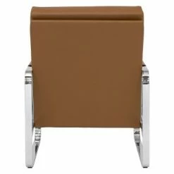 Cheapest ❤️ Allure Modern Accent Armchair in Blended Leather - Studio Designs Home Caramel Brown/chrome ❤️ -Living Room Chairs Sales unnamed file 5094