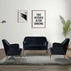 Best Pirce 🔥 Velvet 3 Piece Living Room Set loveseat chair | Karat Home 🎉