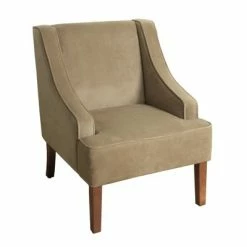 Buy 👏 Fabric Upholste Wooden Accent Chair with Swooping Arms - Benzara Blue/brown 👍