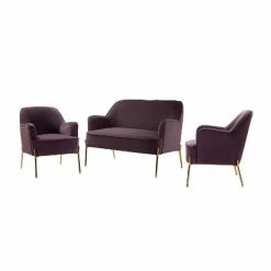 Best Pirce 🔥 Velvet 3 Piece Living Room Set loveseat chair | Karat Home 🎉 -Living Room Chairs Sales unnamed file 5245